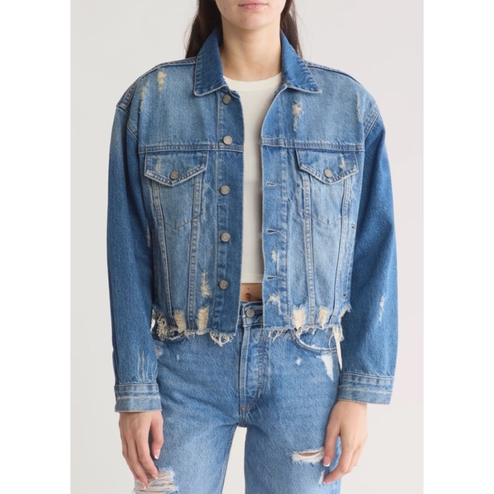 Boyish The Harvey Distressed Denim Trucker Jacket Size M